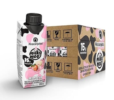 Piracanjuba Bebida Láctea Milky Moo 15g Mimosa 250ml - 12 unidades