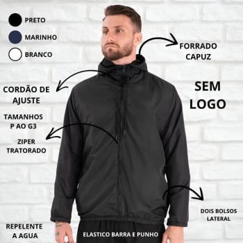 Jaqueta Corta Vento Liso Unissex Esportivo Capuz E Bolsos