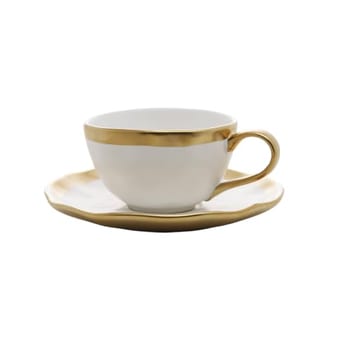 WOLFF - Xícara de Café Dubai 90ml Branco e Dourado 90ML Porcelana