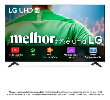 Smart TV LG UHD AI UA75 50 polegadas HDR10 Pro Processador α7 AI Ger8 webOS 25