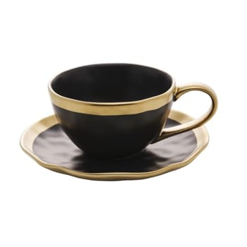 WOLFF - Xícara de Chá De Porcelana Dubai Preto e Dourado 200ml