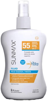 Protetor Solar Fluid Fps 55 Pele Oleosa/Mista Sunmax 200ml