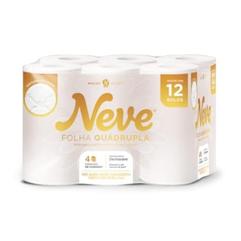 Neve Papel Higiênico Ultracomfort, Folha Quádrupla, 20m, 12 rolos