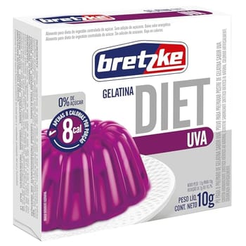 Bretzke – Gelatina Diet em Pó Sabor Uva 10g | Zero Açúcar | Sobremesa Leve e Refrescante | Preparo Rápido com Água