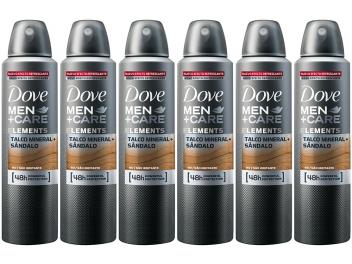 Desodorante Aerosol Antitranspirante Masculino - Dove Men+Care Talco Mineral e Sândalo 150ml 6 Unid - Magazine Ofertaesperta