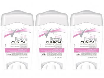 Desodorante Antitranspirante Feminino Rexona - Clinical 3 Unidades com 48g cada - Magazine Ofertaesperta