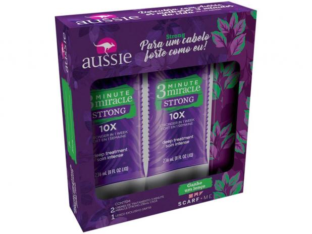 Creme de Tratamento Aussie Strong - 3 Minutos Milagrosos 236ml 2 Unidades com Lenço