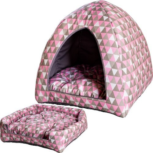 Cama C/ Almofada Pet 2x1 Casinha Cabana Toca Iglu Cães Gato (Disponível em 2 Cores)