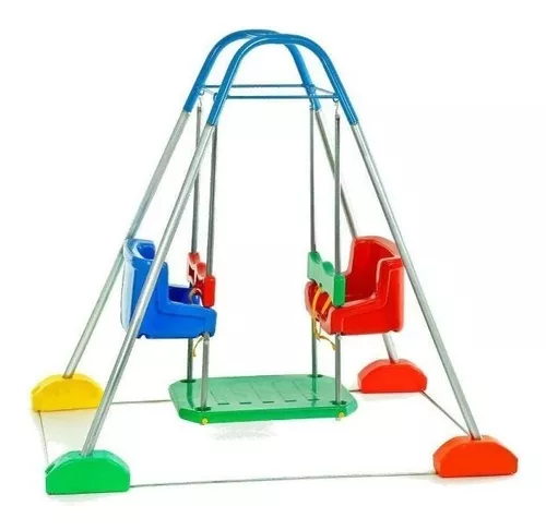 Balanço Duplo Infantil Jundplay, 1 à 2 Anos, Suporta Até 35 KG, Armação Feito De Ferro, 1,45 X 1,03 X 1,35 M