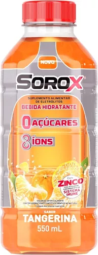 Sorox Tangerina Hidrotônico Zero Açúcar 8 Ions 550ml