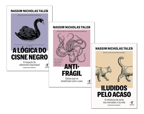 Kit de Livros: Antifrágil Iludidos Pelo Acaso e A Lógica do Cisne Negro - Nassim Nicholas Taleb