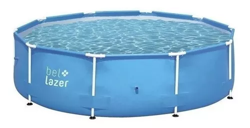 Piscina Estrutural Redonda Bel 510000, PVC, Poliéster, Armação Em Aço Inox, 5000 L, 305cm De Comprimento, Cabe 5 Pessoas (Azul)