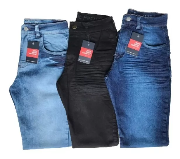 Kit 3 Calça Jeans Masculina Original Elastano Lycra Atacado