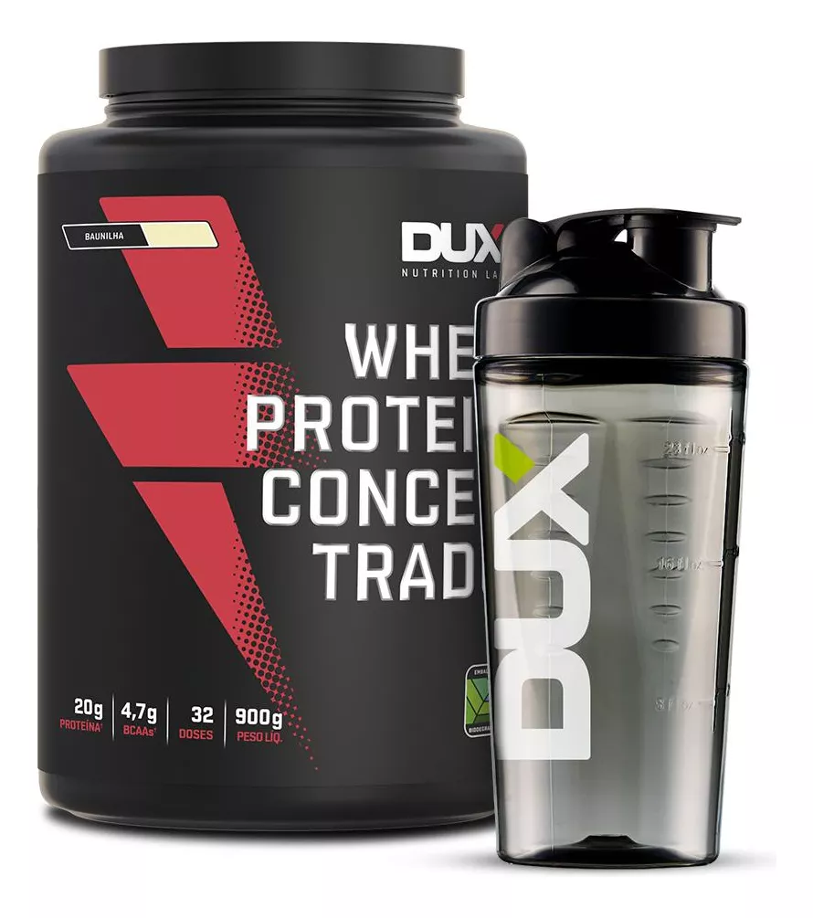 Whey Protein Concentrado Dux Nutrition 900g + Coqueteleira 800ml