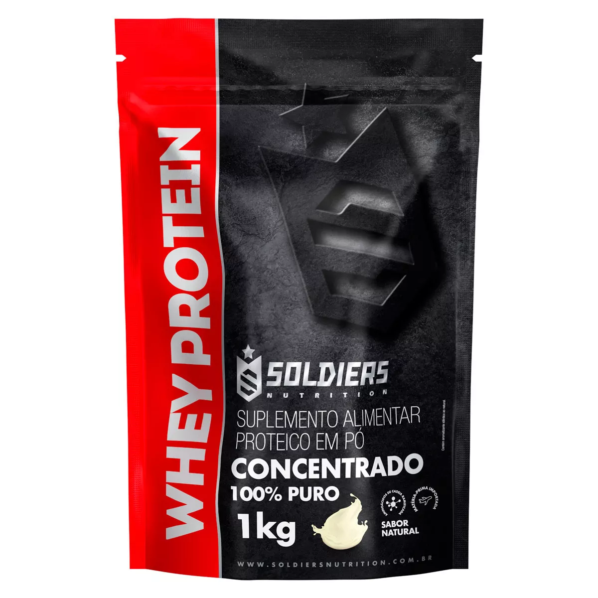 4 Unidades — Whey Protein Concentrado 1kg 100% Puro - Soldiers Nutrition