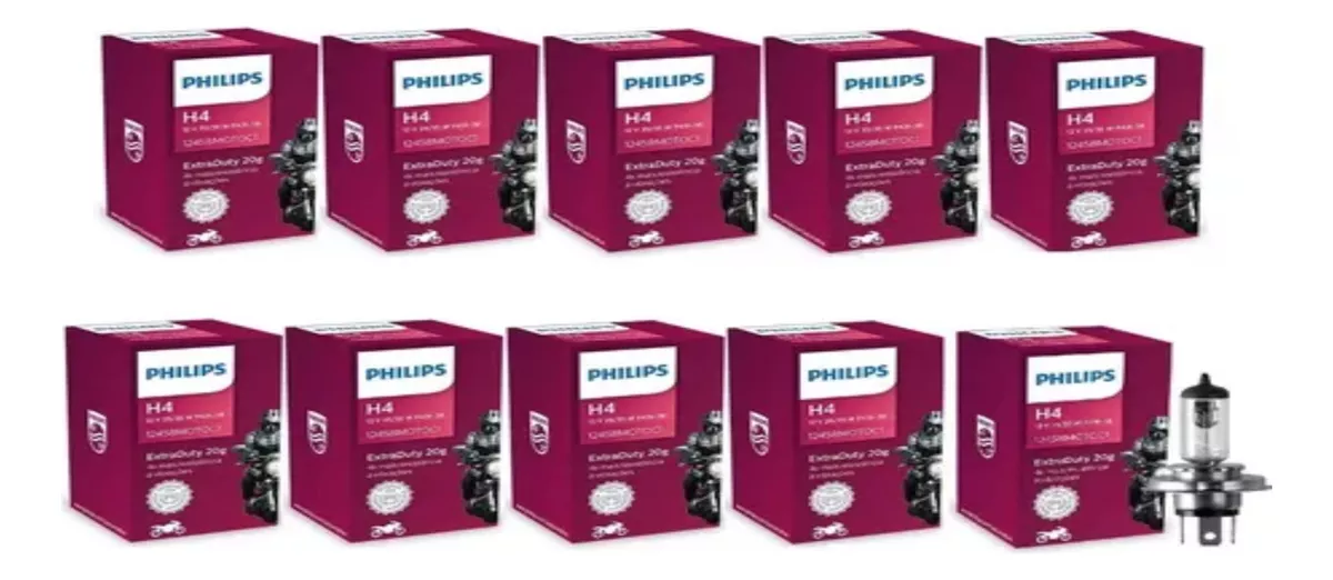 Kit 10 Lâmpadas Farol H4 Moto Philips 35/35w Extraduty