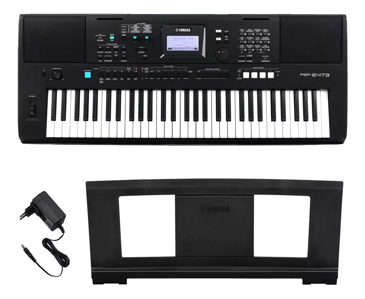 Teclado Musical Yamaha PSR-E473, Com Fonte, Bivolt (Preto)