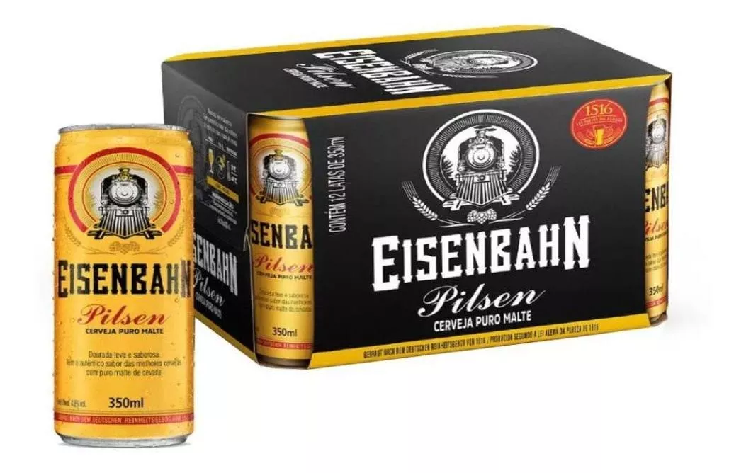 4 Packs — Cerveja Eisenbahn Pilsen 350ml - 12 Unidades (Total 48 Unidades)