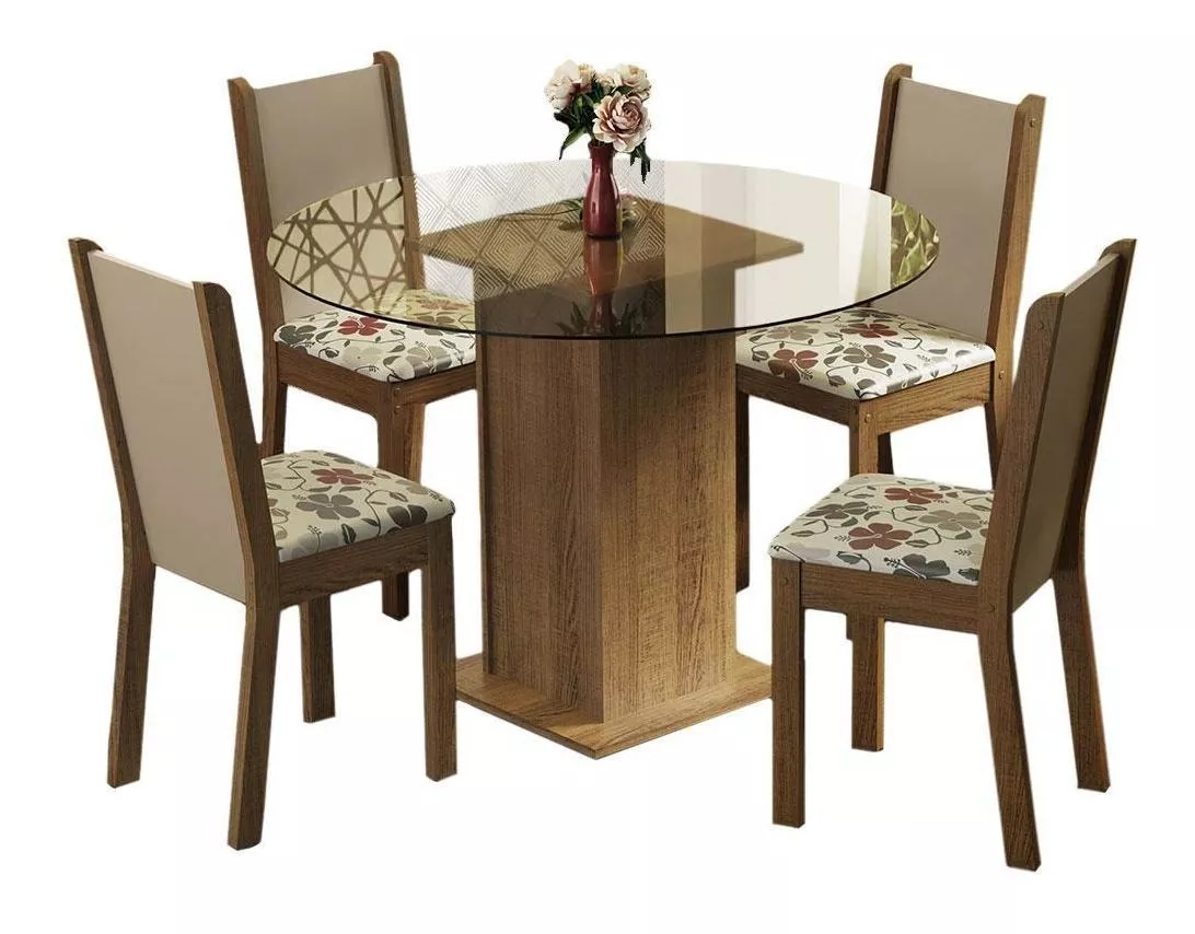 Conjunto Sala Jantar Nanda Madesa Mesa Tam Vid Red 4 Caderch