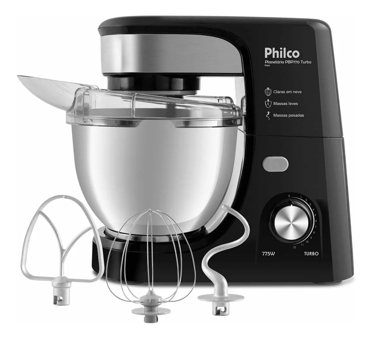 Batedeira Planetária PBP770PI Turbo Inox 775W, 110V - Philco (Preto)