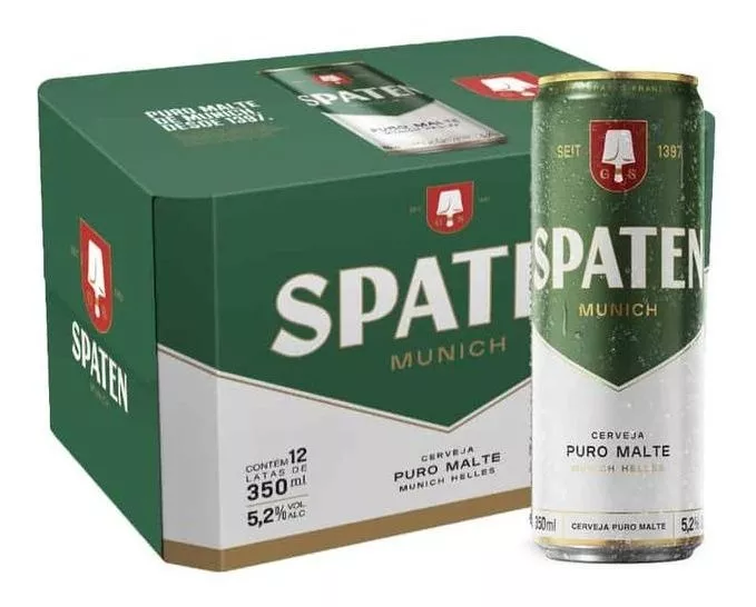 4 Packs Cerveja Munich Helles Puro Malte Spaten 350ml - Total 48 Unidades