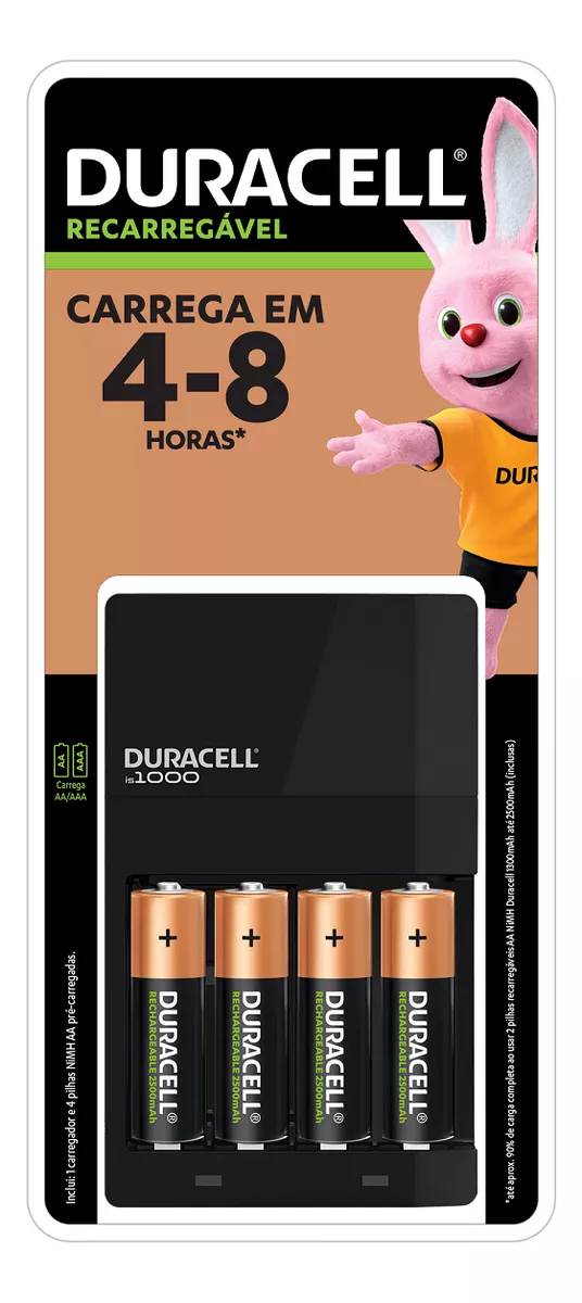 Carregador De Pilhas Recarregáveis Duracell Aa/aaa Com 4 AA