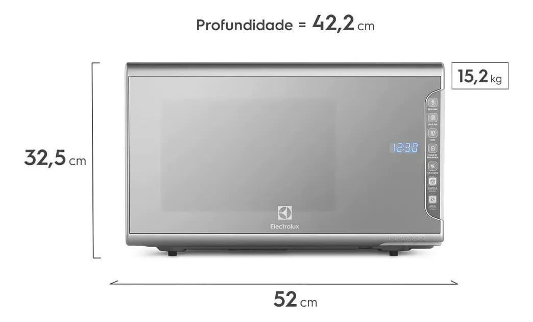 Micro-ondas MI41S 31L Espelhado Com Painel Integrado e Função Tira Odor Cor Prata Electrolux 127V