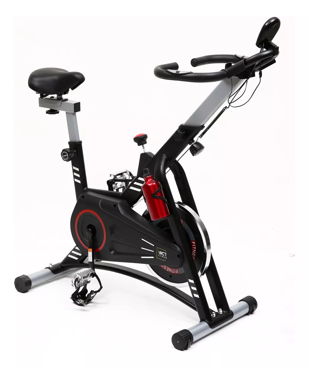 Bicicleta Ergométrica Spinning WCT Fitness 10100061, Suporta Até 120 KG, Roda De Inércia 8KG (Preto/Vermelho)