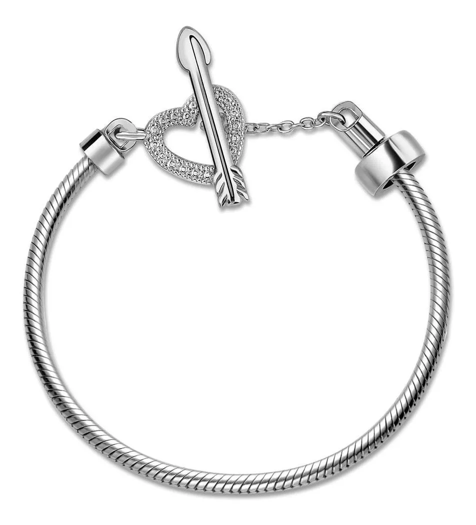 Pulseira Life Cupido Fecho T Coração E Flecha Prata