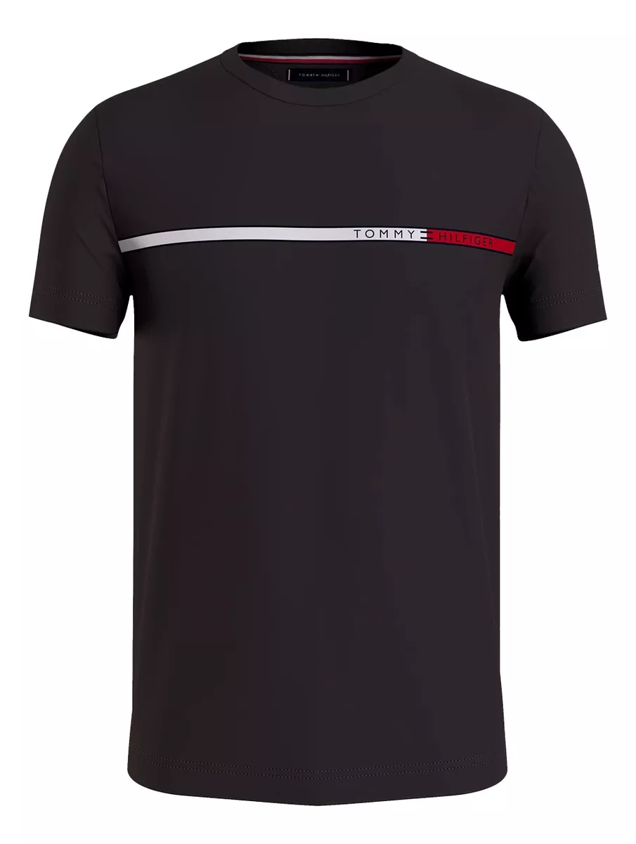 Camiseta Tommy Hilfiger Two Tone Chest Stripe Preta