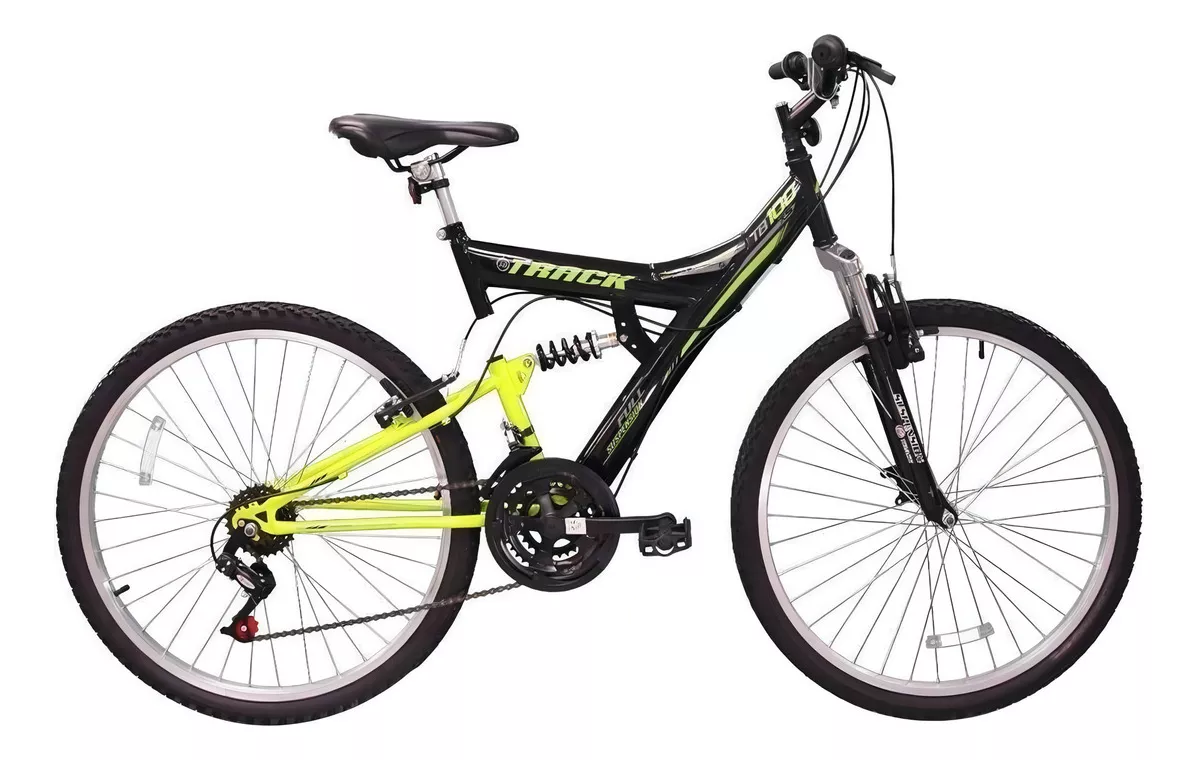 Mountain bike TK3 Track TB 100XS aro 26 18" 21v freios v-brakes câmbios Track Index cor preto/verde