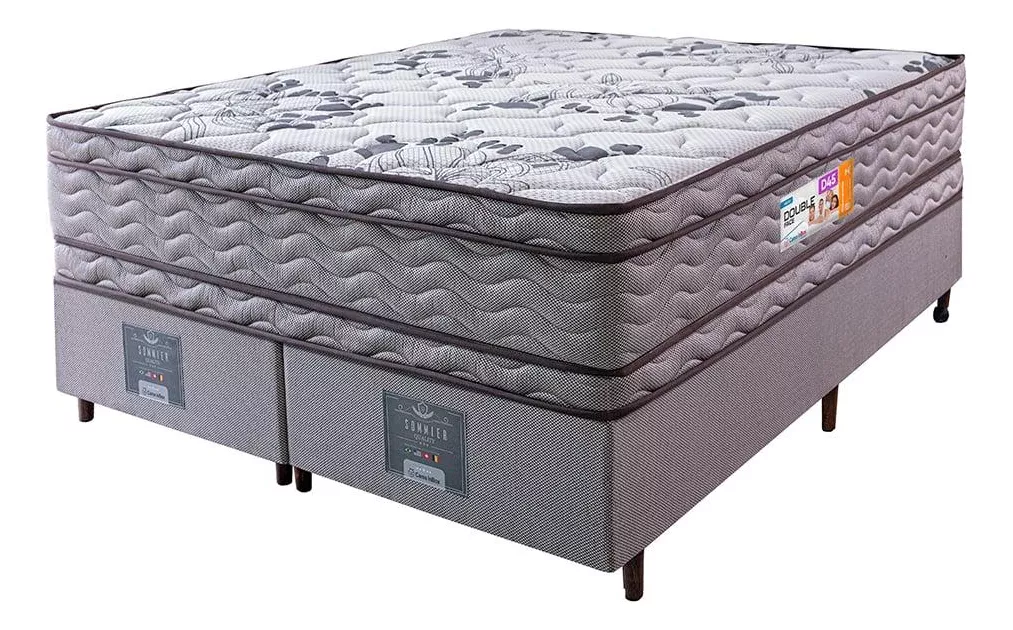 Cama Box Queen Colchão Ortopédico 158x198x71 D45 Cinza