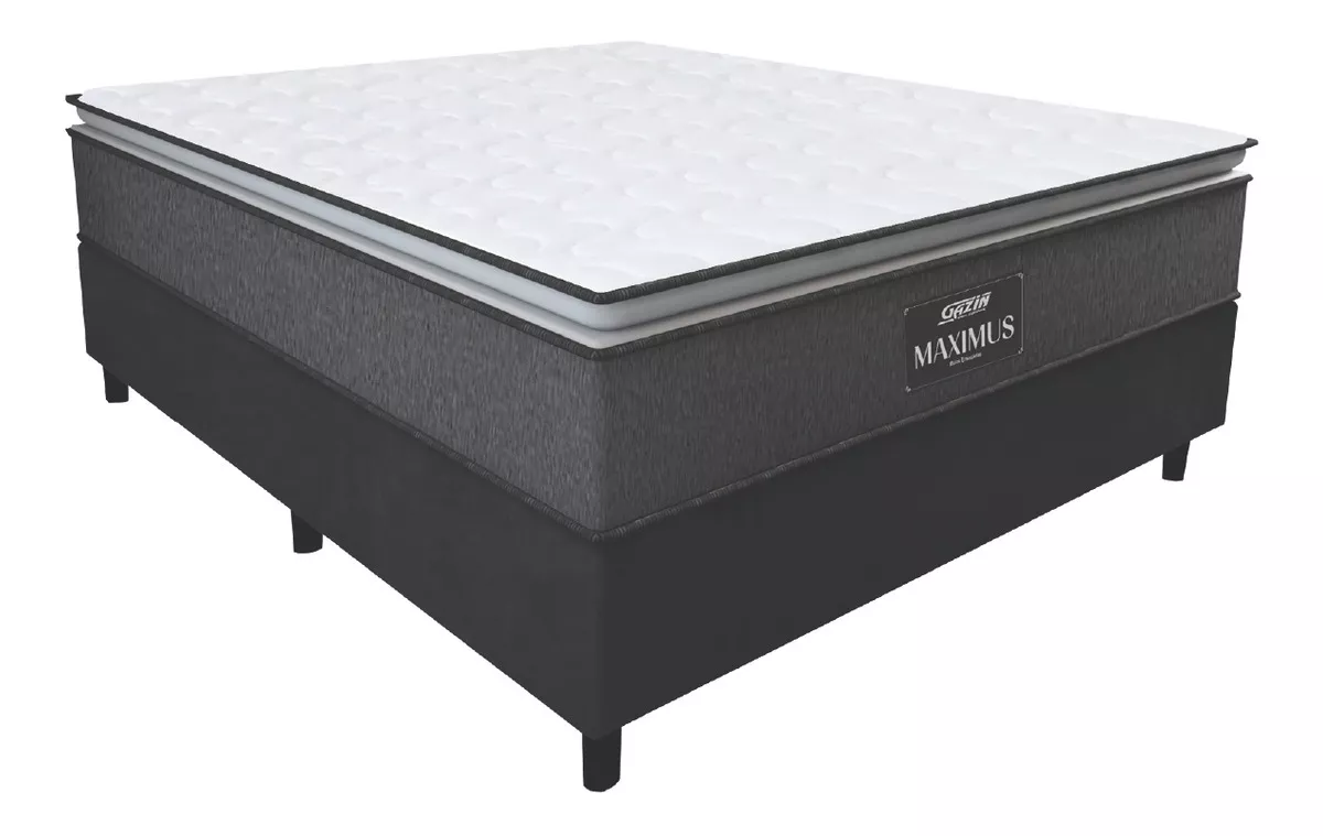 Gazin Cama Box Maximus cor cinza e preto tamanho casal 188cm x 138cm