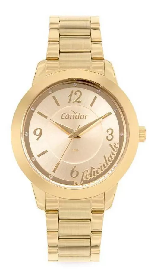 Relógio Analógico Feminino Felicidade Condor CO2036MVU/K4D (Dourado)