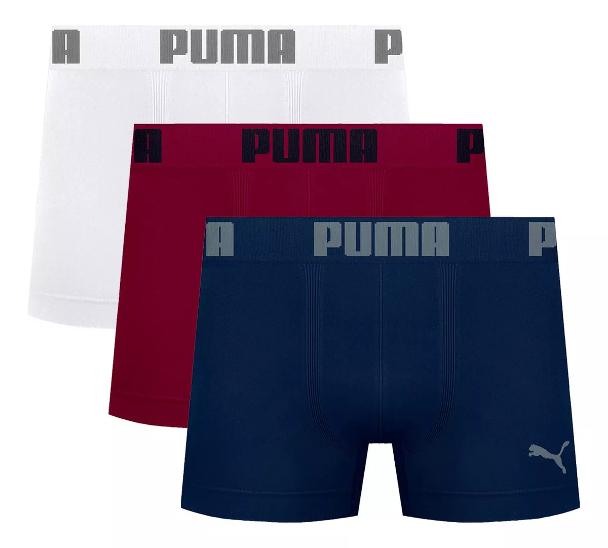 Kit Com 3 Cuecas Boxer Sem Costura Microfibra Puma