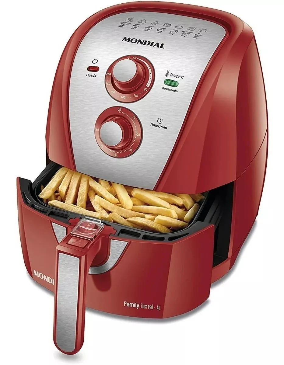 Air Fry Mondial Family Inox Red 4l 127v Cor Vermelho