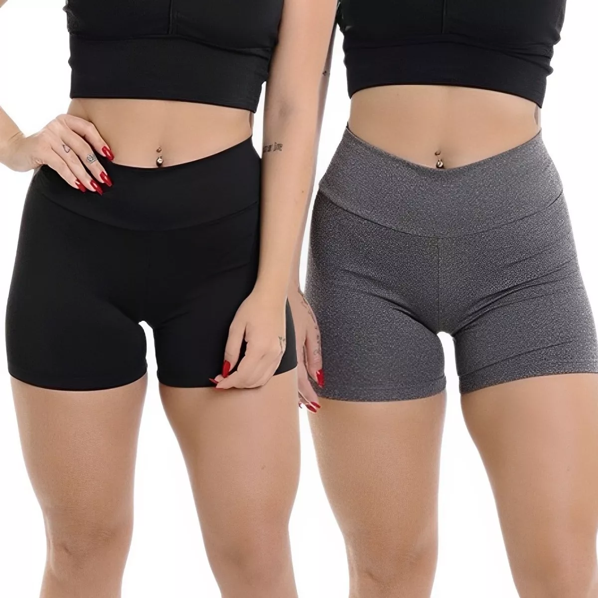 Kit 2 Short Legging Cintura Alta Suplex Feminino Fitness