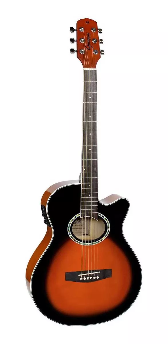 Violão Eletroacústica Giannini Performance GSF-1D Ceq Para Destros 3 Tone Sunburst Sabina Solida Verniz Brilhante