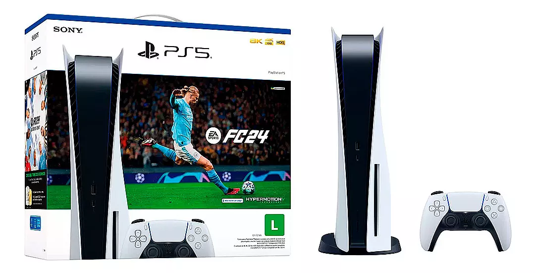 Playstation 5 825gb Disco + Bundle Ea Sports Fc 24 Midia Física Cor Branco  E Preto