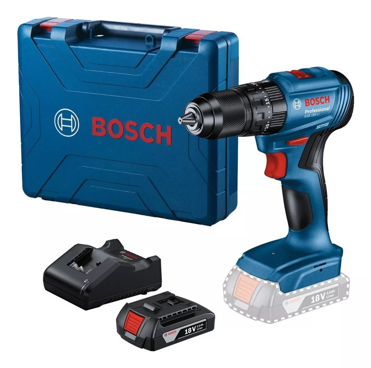 Parafusadeira Furadeira Impacto 18v Bosch Gsb185 1bateria