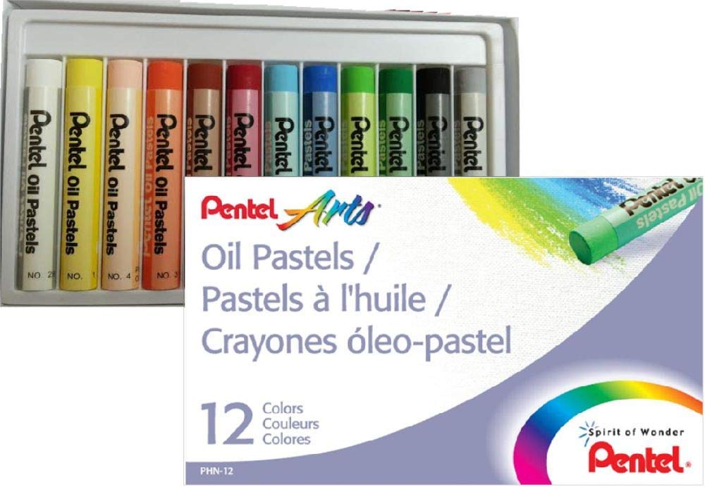 Giz Pastel Oleoso, Pentel, Arts, Phn-12, 12 Cores