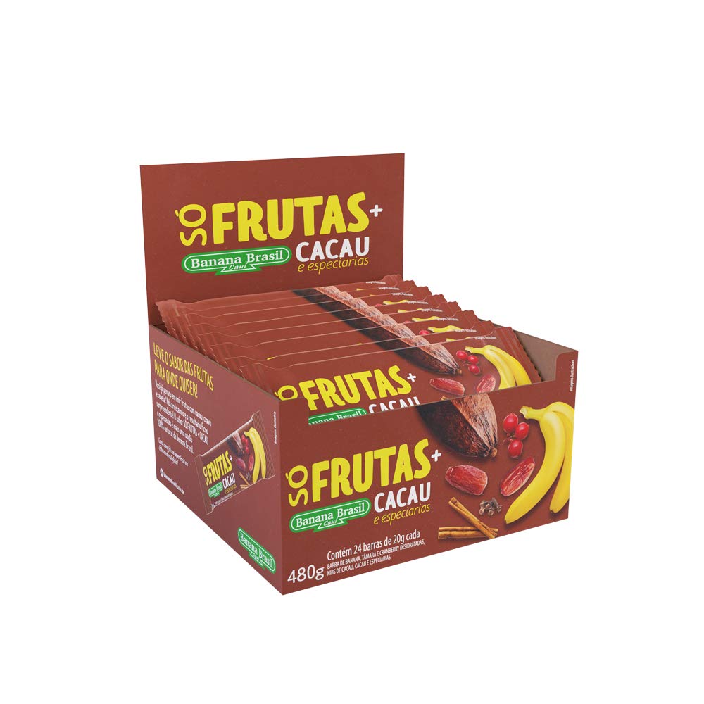 Barra Só Frutas e Cacau e Especiarias Banana Brasil com 24 Unidades de 20g
