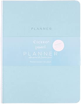 Planner Revista Pastel, Azul, Mensal Planejamento, 68 fls, Papel Pólen 80g/m², Tamanho Grande (19x25)