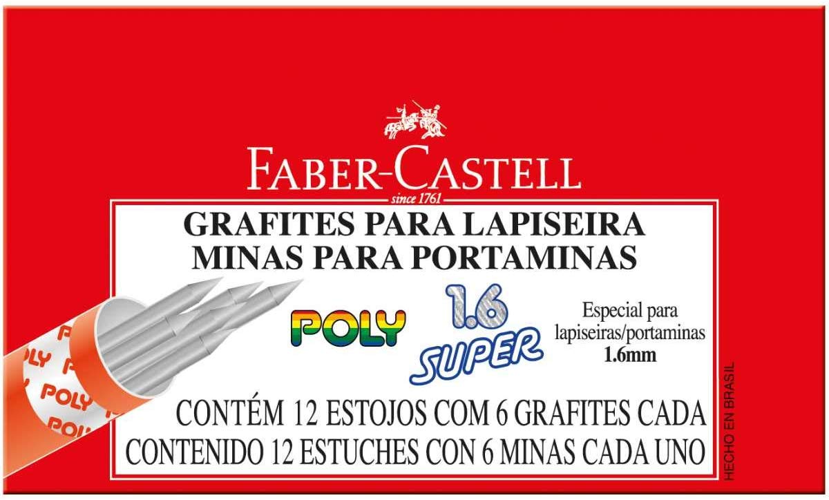 Grafite 1.6mm 1, 6 B 12tubosx06minas Polymer - Caixa com 12 Faber Castell, Multicor