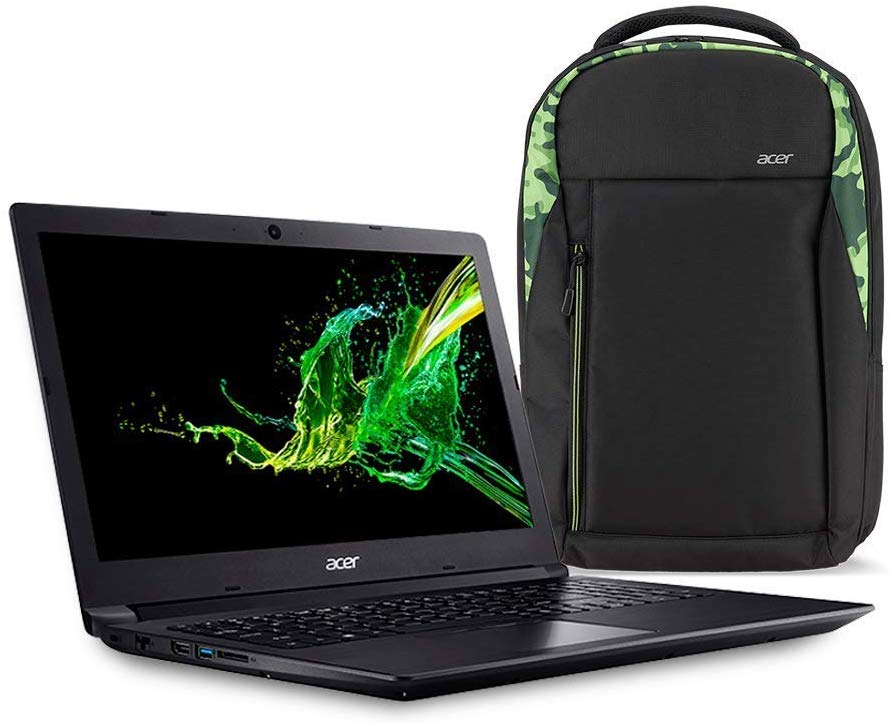 Kit Notebook Acer Aspire 3 + Mochila Green, A315-41-R790, AMD Ryzen 3 2200U Dual Core 2.5 a 3.4 GHz, Memória RAM de 4 GB, HD de 1 TB, Radeon Vega 3, T