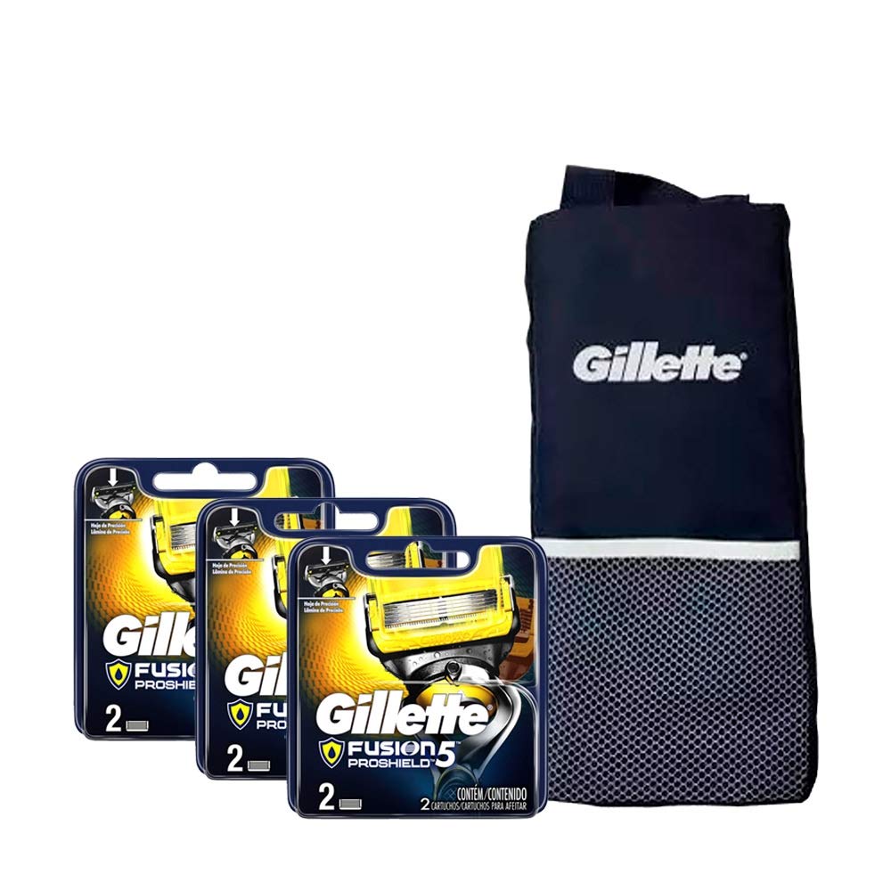  Kit com 3 Cargas Gillette Fusion Proshield c/2 + Porta Chuteira 