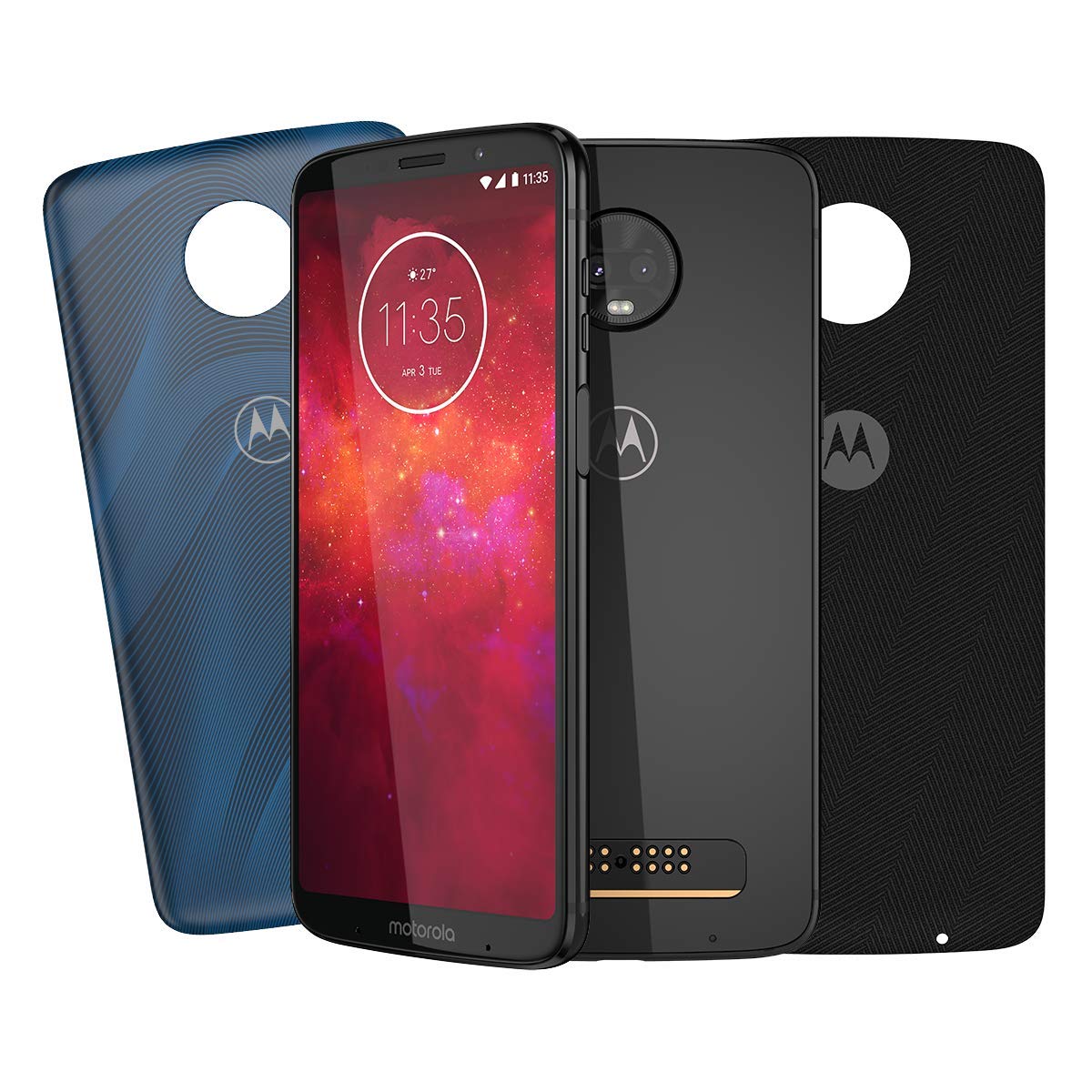 [Kit Especial Amazon] Smartphone Motorola Moto Z3 Play 128GB Ônix + 2 Moto Snap Style Shells Cores Flow e Nylon