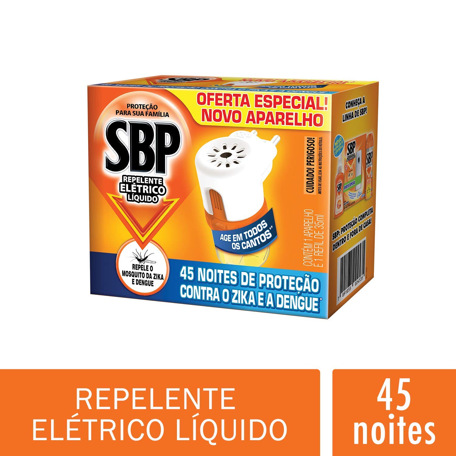 Repelente Elétrico Líquido 45 Noites Kit com Aparelho e Refil SBP