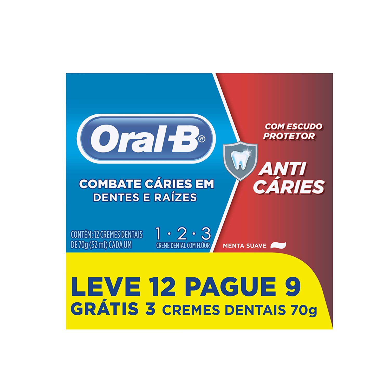 12 Unidades - Creme Dental Oral-B 123 70g, Oral B