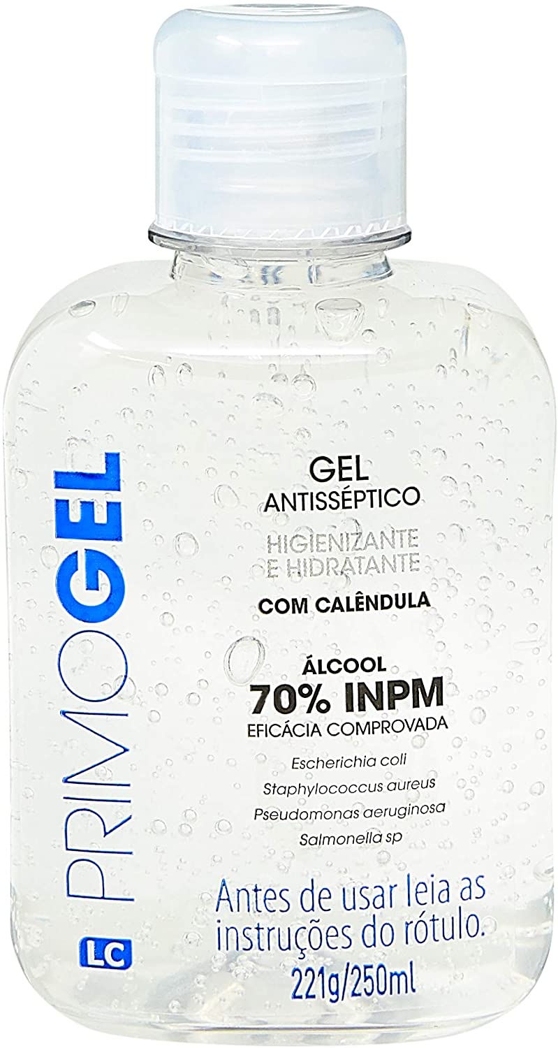 Álcool Gel Primogel 250ml, LC Primo Gel, 250ml